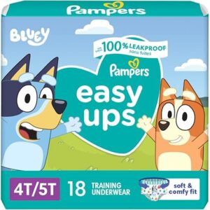 Pampers Training Pants - Easy Ups Boys & Girls Bluey - Size 4T-5T, 18 Count, Children's Potty Underwear (CH)