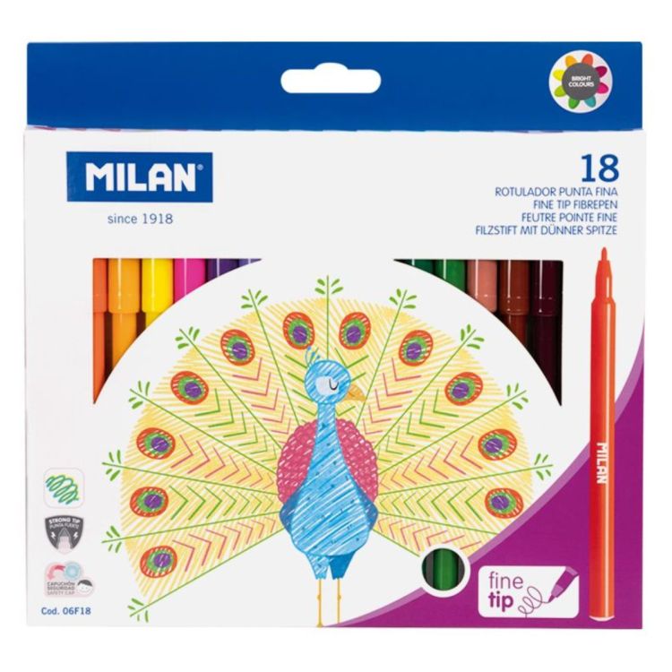 Milan Fibre Tip Stift Set 18 Stuks SKU E24211 (Kpln)