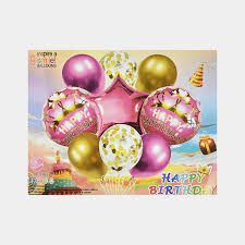 Purple & Gold Theme Foil Balloons 14 pc(RcPs)