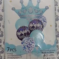 Happy Birthday Crown Balloon Set 7pc(RcPs)
