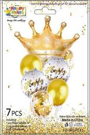 Golden Happy Birthday Crown Balloon Set 7pc(RcPs)