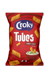 Croky Tubes, a tube-shaped corn snack (CH)