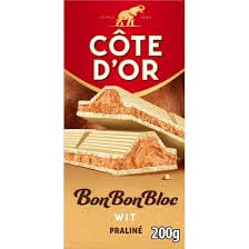 Côte d'Or BonBonBloc Praliné Wit (White Praline) chocolate bar. (ch)