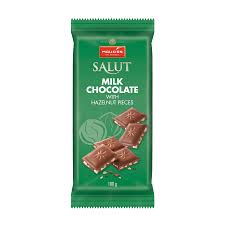 Mauxion Salut Milk Chocolate with Hazelnut Pieces.(Gsl)