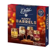 E. Wedel Happy Barrels chocolates Advocaat, Au Lait, Cacao, and Cherry.(Gsl)