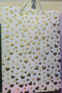 Papieren cadeau tas -Hartjes goud -per stuk (Rspc)