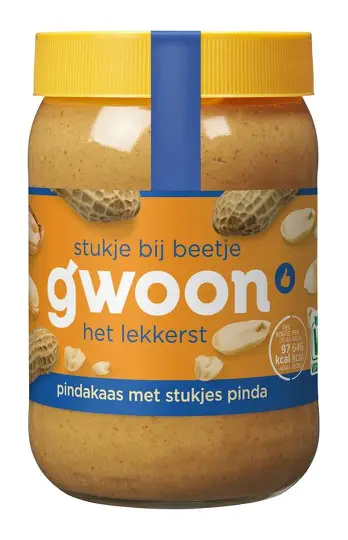 GWOON PINDAKAAS met stukjes 600gr (Ci)