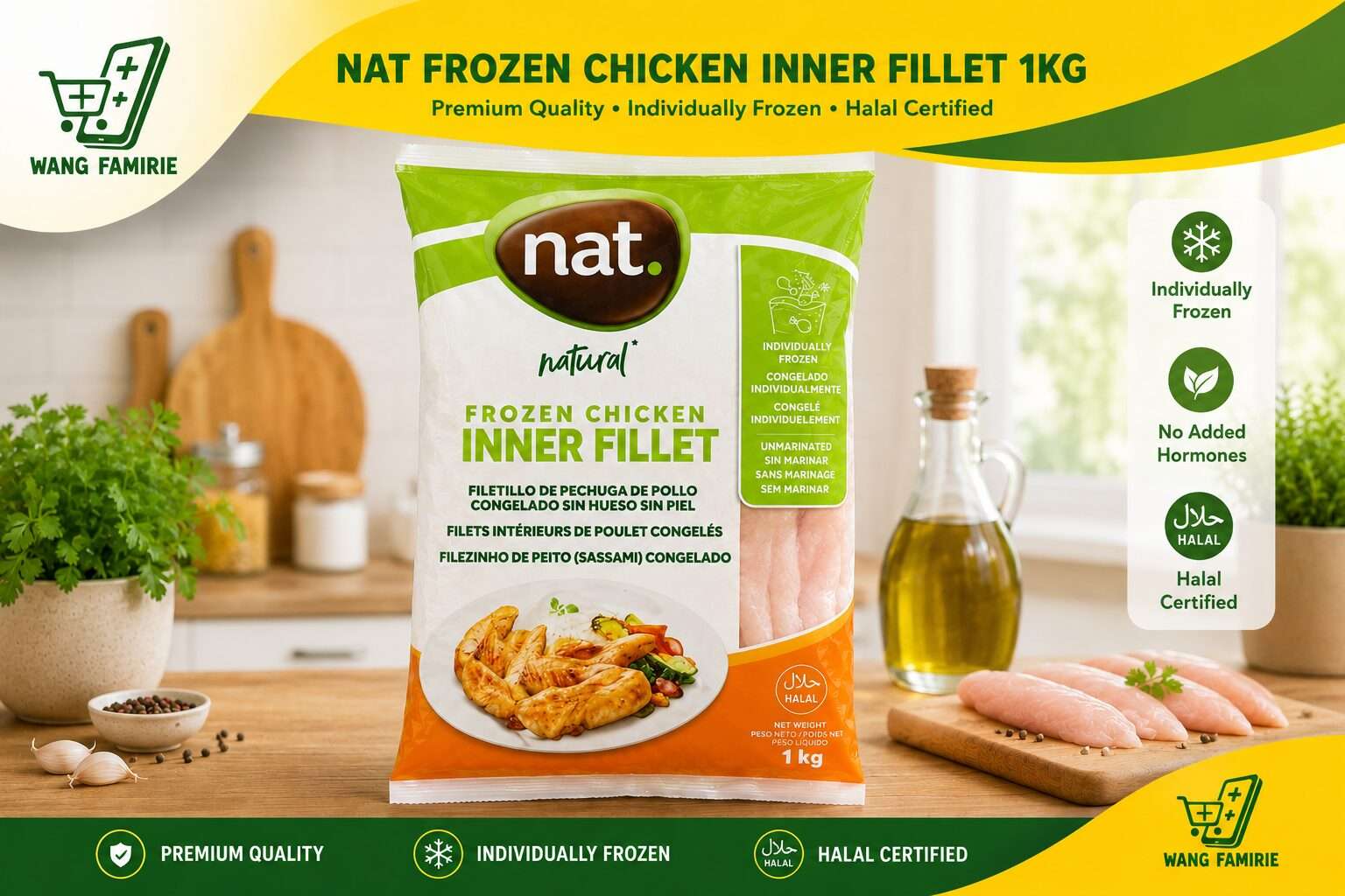 Natural chicken breast-Kip borst filet zak 1kg (Sub)