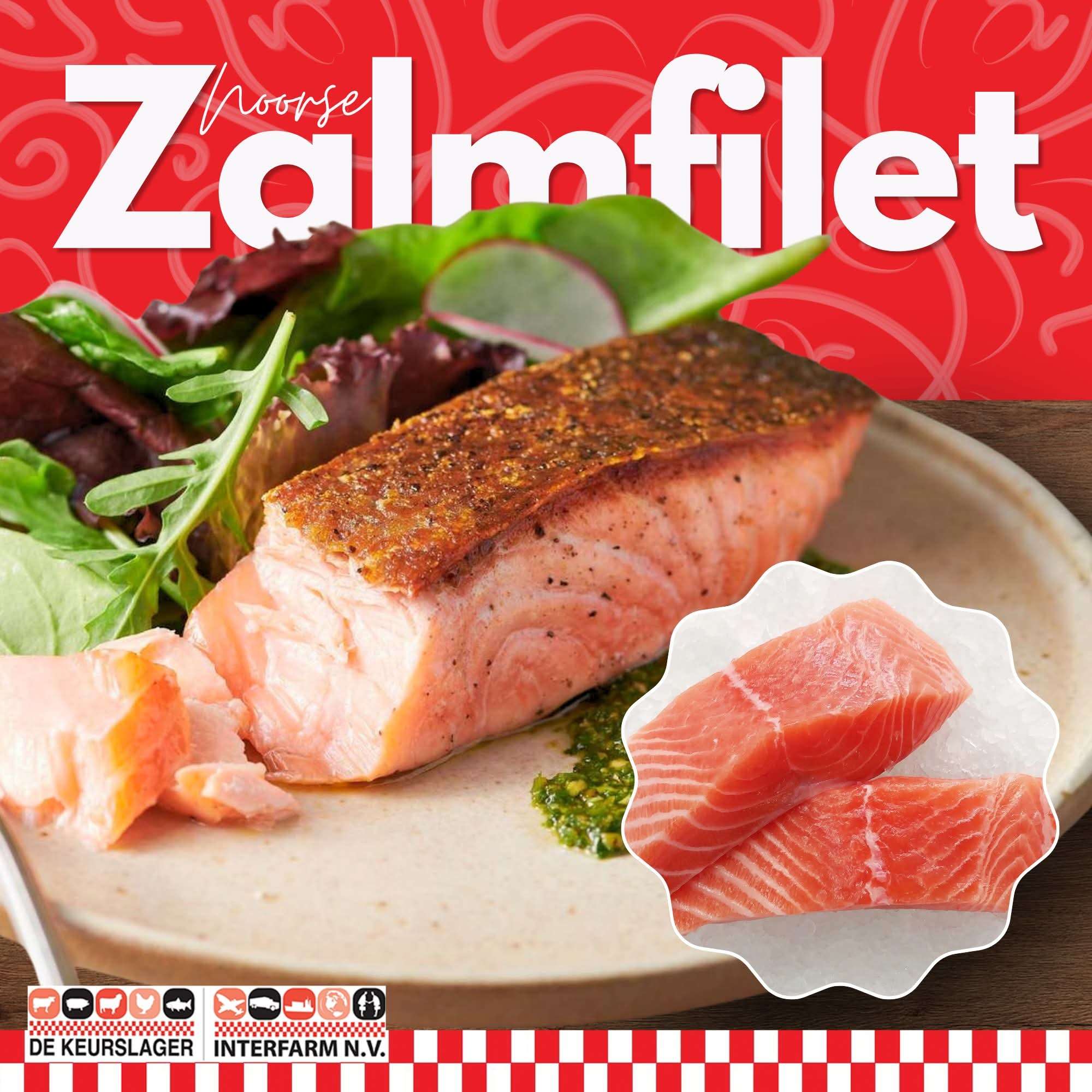 Vis Noorse Zalmfilet Skin-On 5Kg - Box (205662) Ksl