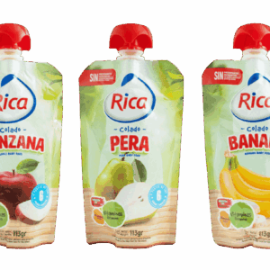 Fruits Puree Rica Fruit Puree is a nutritious multivitamin product for children six months and older and is rich in vitamins and minerals. This is the only locally produced puree that qualifies for Rica’s international production and quality standards. The company has been running for more than 55 years in the local market. Available in banana, apple, peach, pear, and fruit dessert flavors.